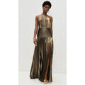 Aurora Gold Halter Maxi Dress