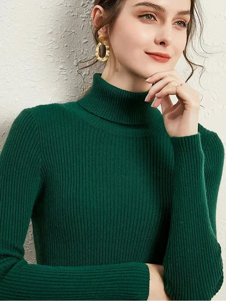 Velvet Ribbed Turtleneck Knit