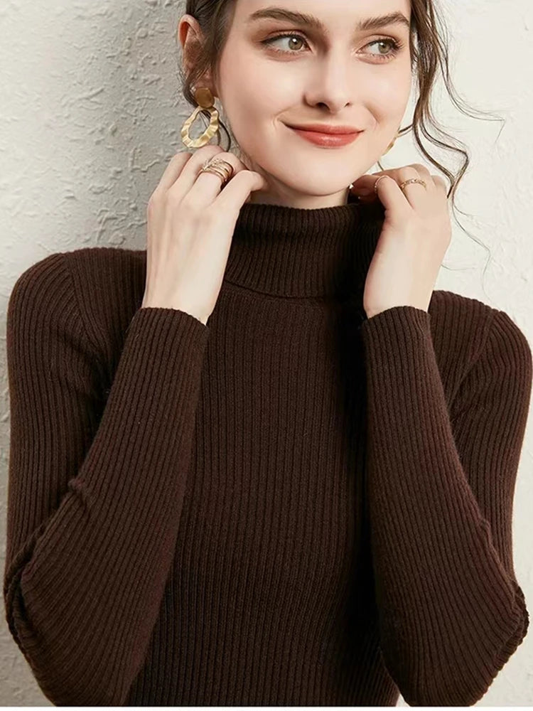 Velvet Ribbed Turtleneck Knit