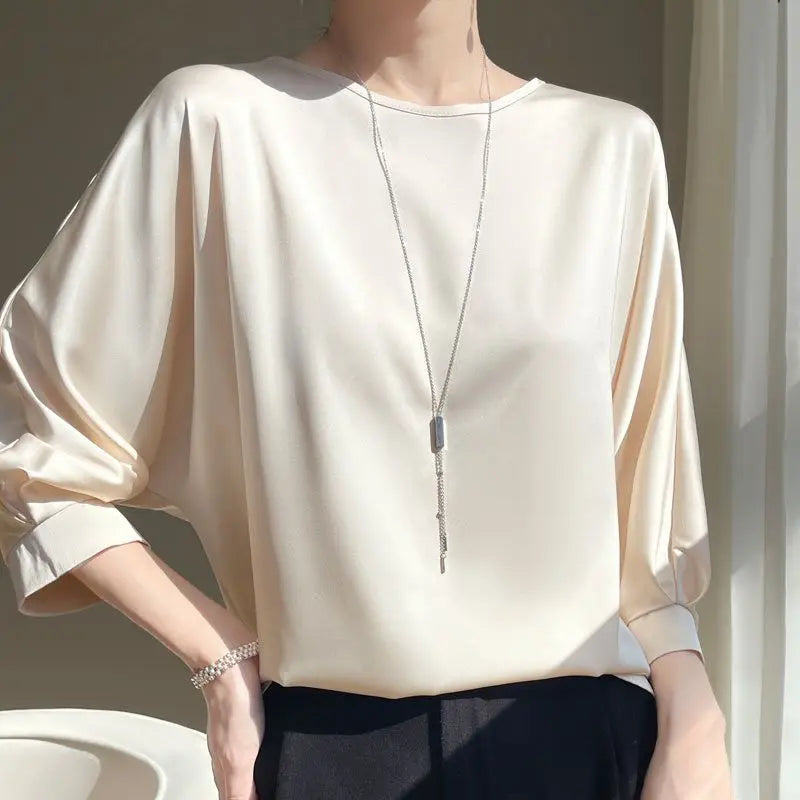 Emerald Grace Satin Blouse