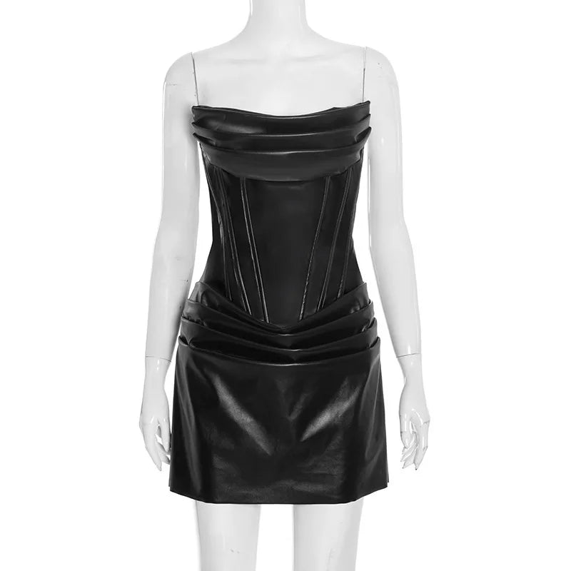 Noir Luxe Sculpt Mini Dress