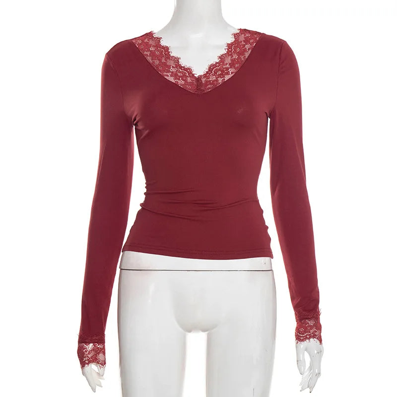 Élise Lace V-Neck Top