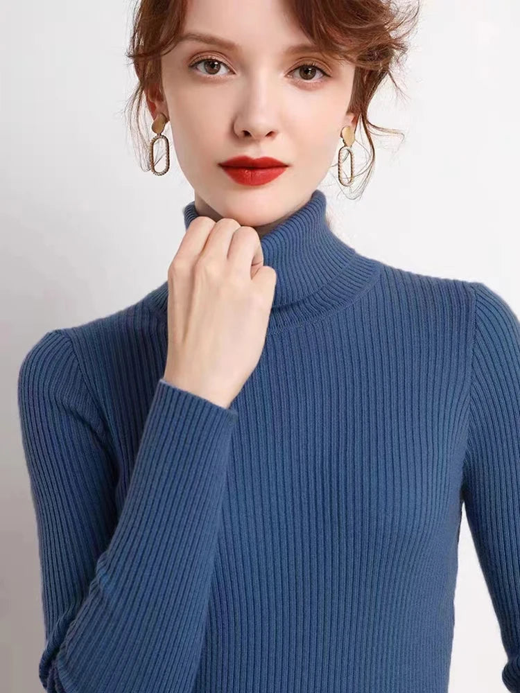 Velvet Ribbed Turtleneck Knit