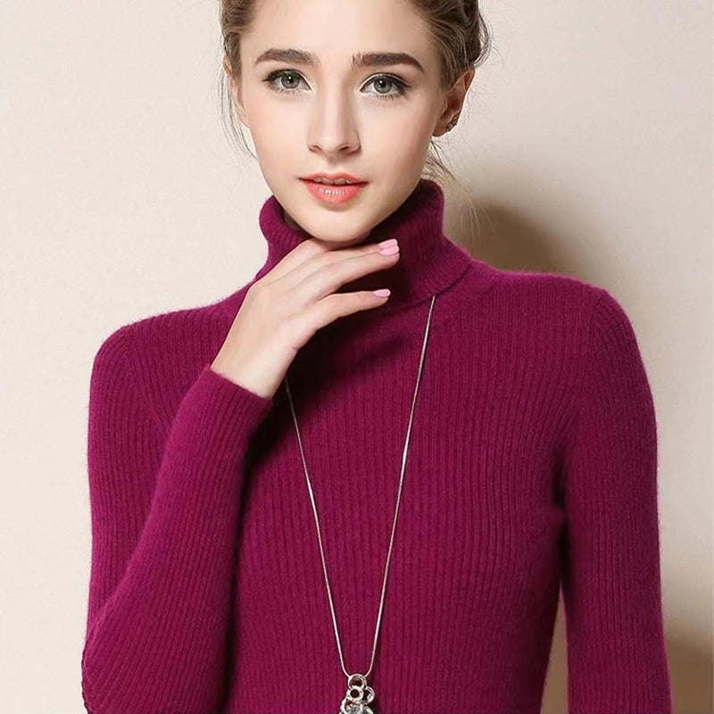 Velvet Ribbed Turtleneck Knit
