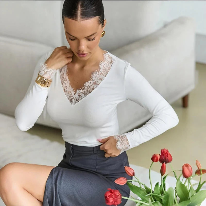Élise Lace V-Neck Top