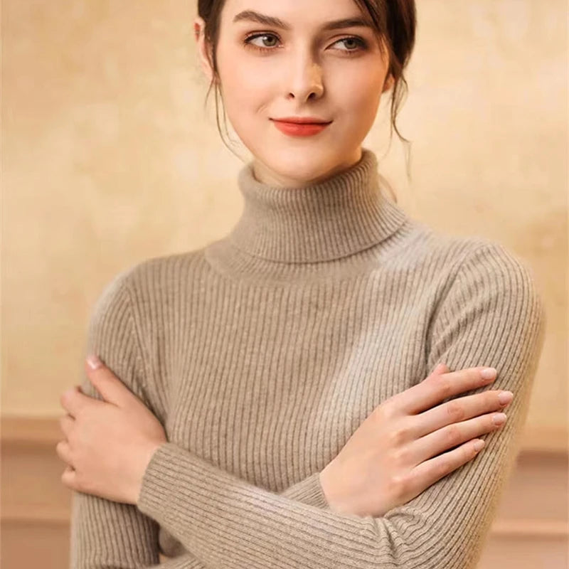 Velvet Ribbed Turtleneck Knit