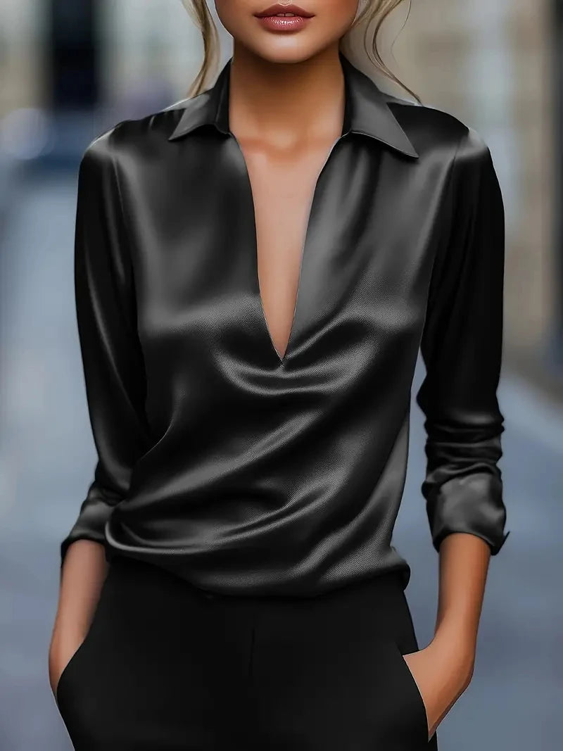 Noira Satin Drape Blouse