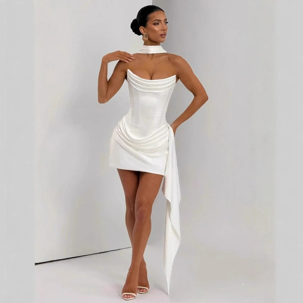 Elysia Ivory Sculpt Mini Dress