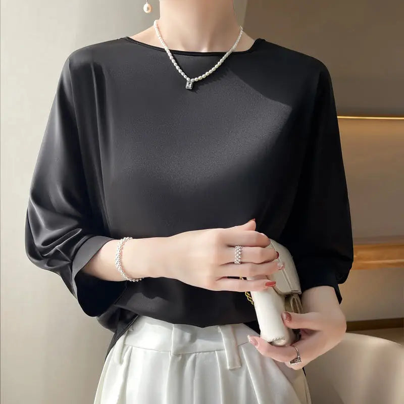 Emerald Grace Satin Blouse