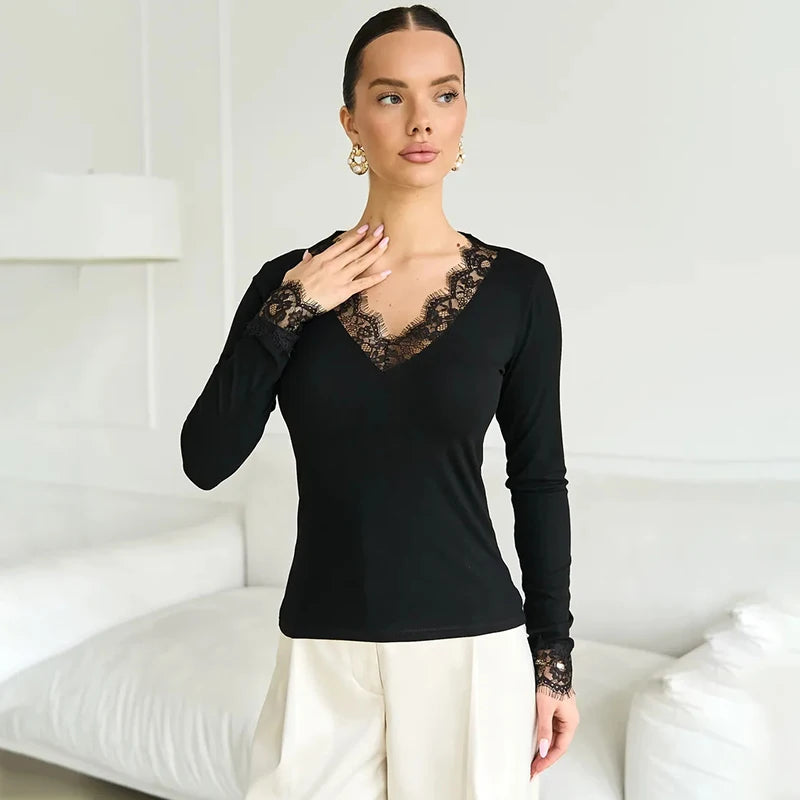 Élise Lace V-Neck Top