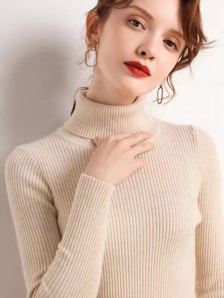 Velvet Ribbed Turtleneck Knit