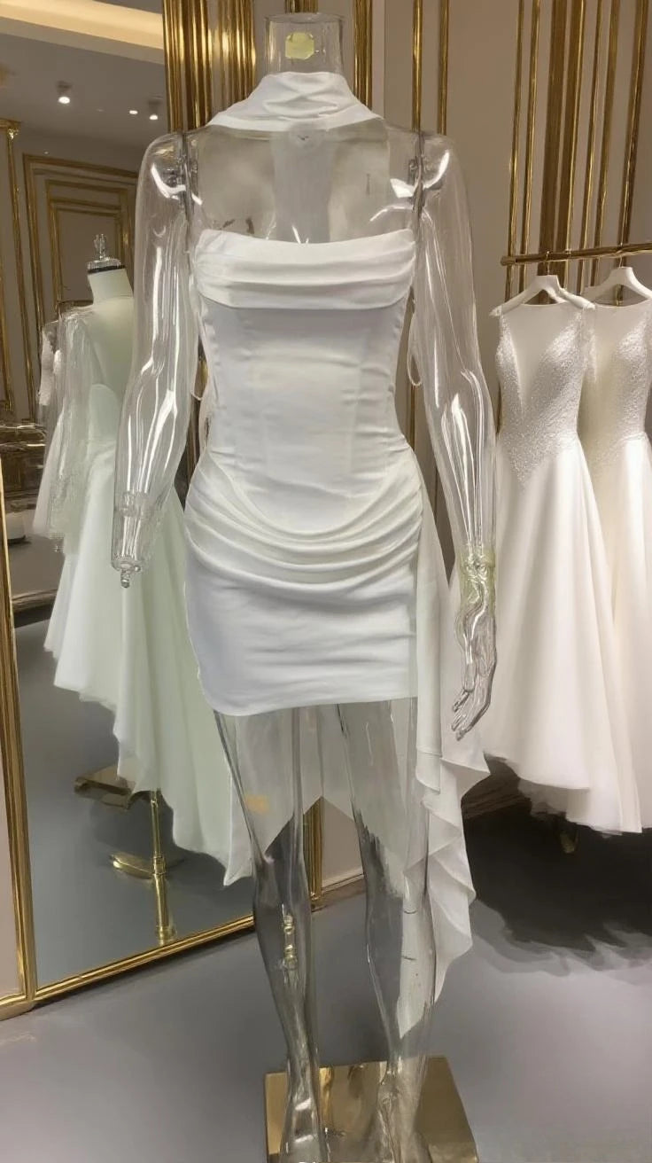 Elysia Ivory Sculpt Mini Dress
