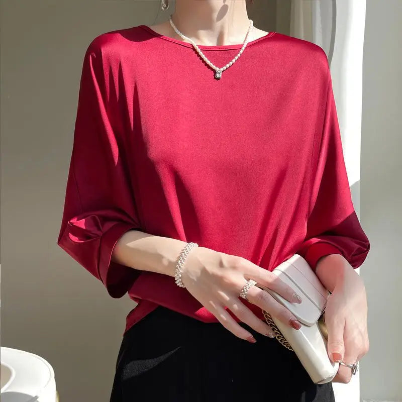 Emerald Grace Satin Blouse